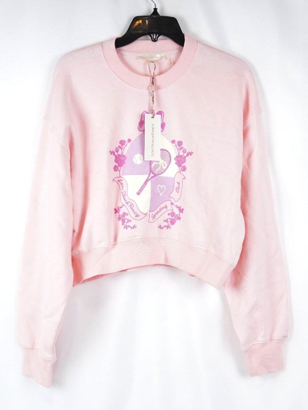 LoveShackFancy Aneria Cropped Tennis Pullover In Sunrise Blush - Size Medium NWT